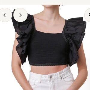 Line & Dot Mara Black Ruffled Crop Top size XS NWOT from Revolve